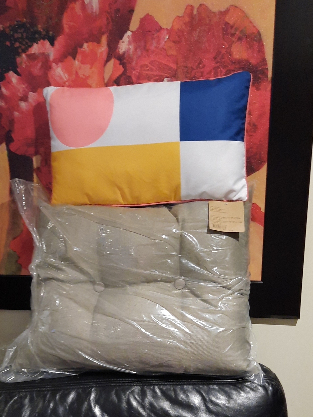 Lot OF 2 Modern Geometric Accent Pillow Neutral Tufted Cushion Home Patio Decore